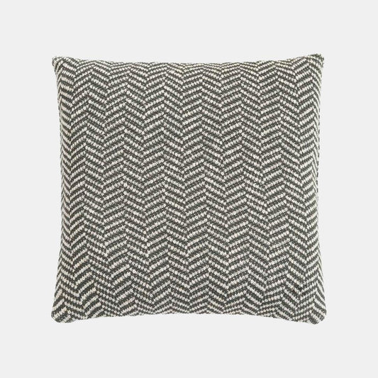 Herringbone Honeydew & Natural Cotton Knitted Decorative Cushion Cover (18 in x 18 in)
