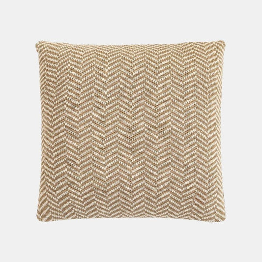 Herringbone Khaki & Natural Cotton Knitted Decorative Cushion Cover (18 in x 18 in)