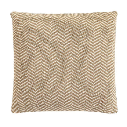 Herringbone Khaki & Natural Cotton Knitted Decorative Cushion Cover (18 in x 18 in)