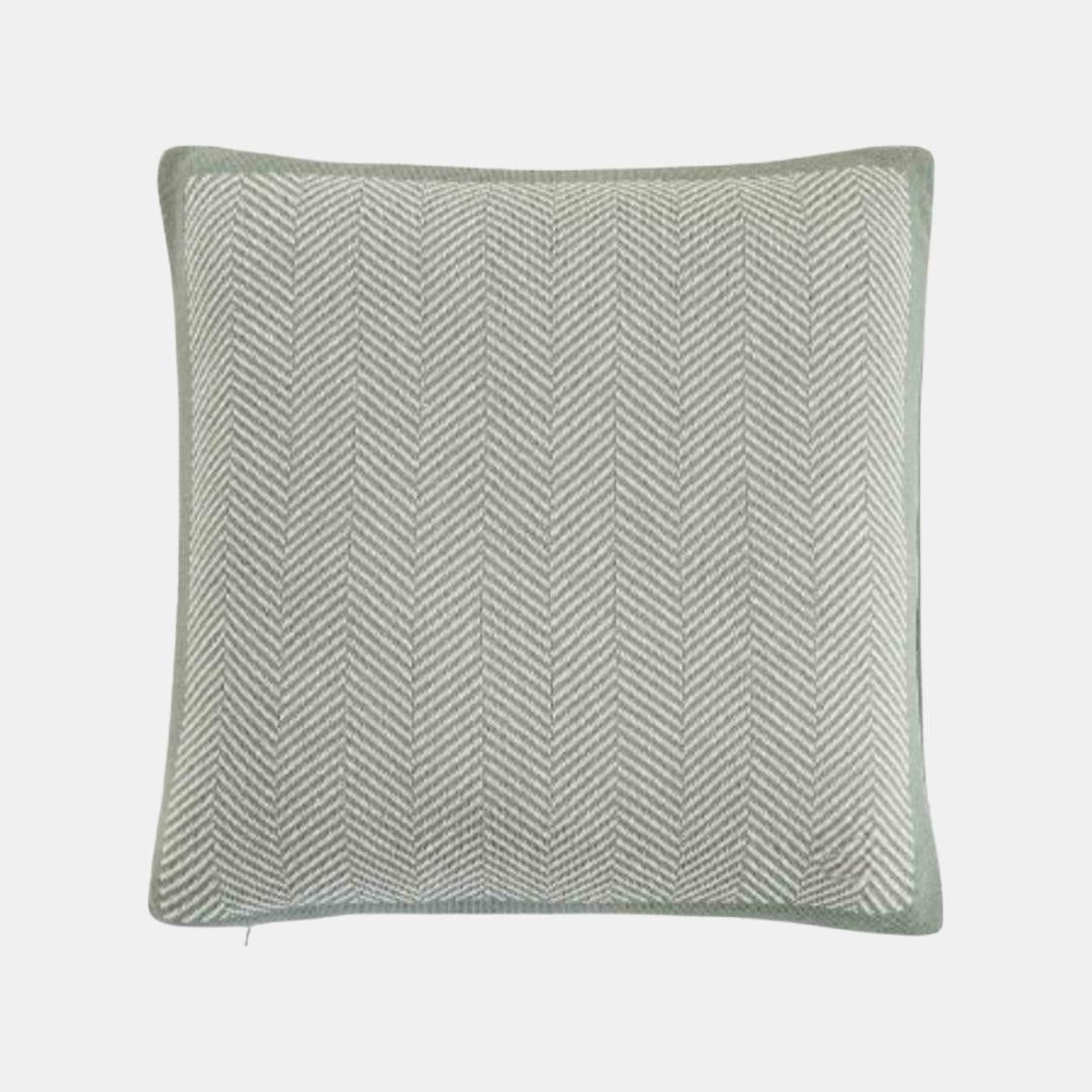 Herringbone Ryegrass & Natural Cotton Knitted Decorative Cushion Cover (16 in x 16 in)