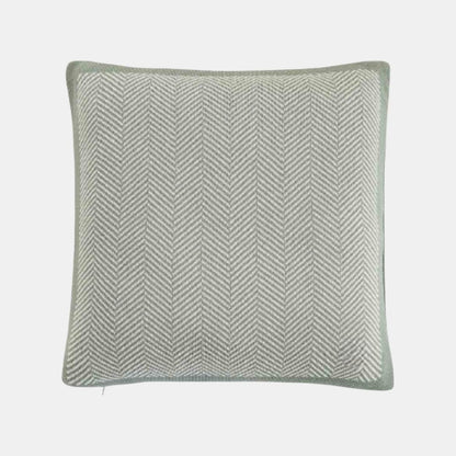 Herringbone Ryegrass & Natural Cotton Knitted Decorative Cushion Cover (16 in x 16 in)