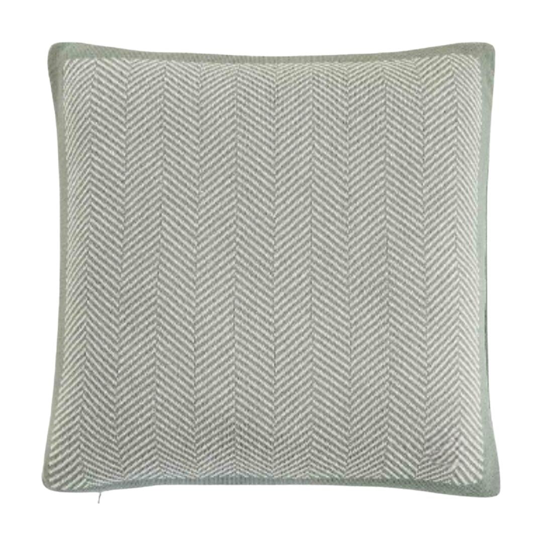 Herringbone Ryegrass & Natural Cotton Knitted Decorative Cushion Cover (16 in x 16 in)