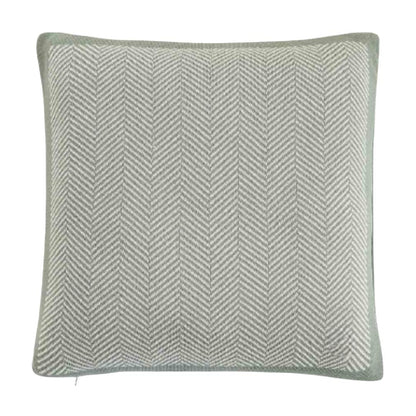 Herringbone Ryegrass & Natural Cotton Knitted Decorative Cushion Cover (16 in x 16 in)