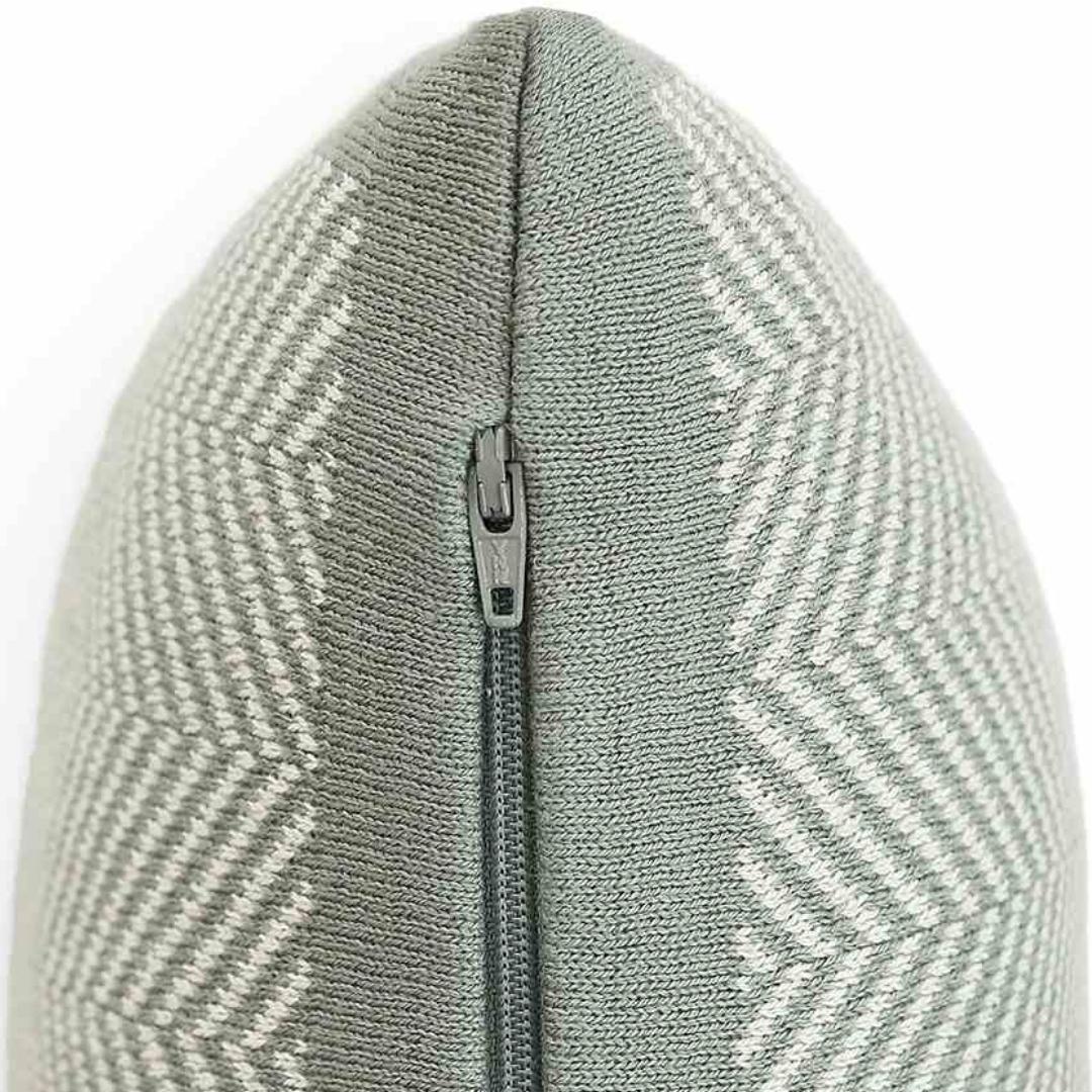Herringbone Ryegrass & Natural Cotton Knitted Decorative Cushion Cover (16 in x 16 in)