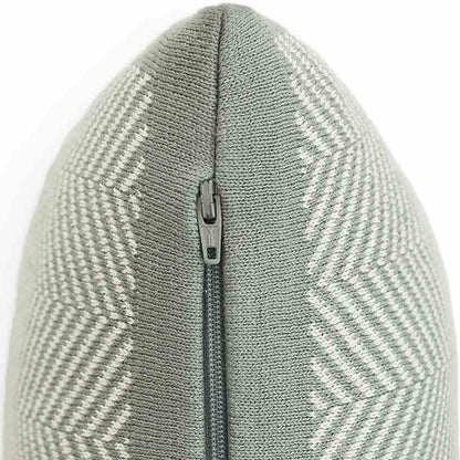 Herringbone Ryegrass & Natural Cotton Knitted Decorative Cushion Cover (16 in x 16 in)
