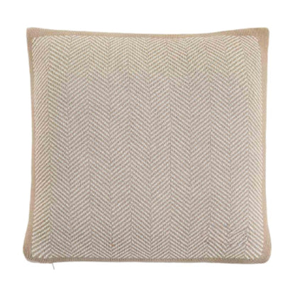 Herringbone Stone & Natural Cotton Knitted Decorative Cushion Cover (16 in x 16 in)