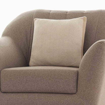 Herringbone Stone & Natural Cotton Knitted Decorative Cushion Cover (16 in x 16 in)