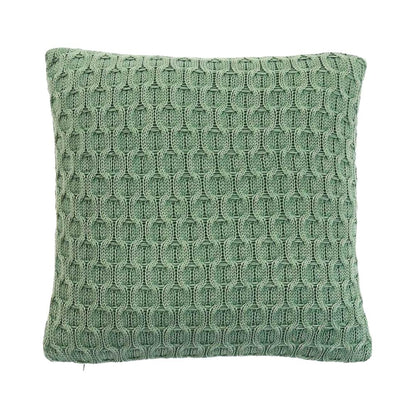 Kelly Knit Bermuda Green Cotton Knitted Decorative Cushion Cover (16 in x 16 in)