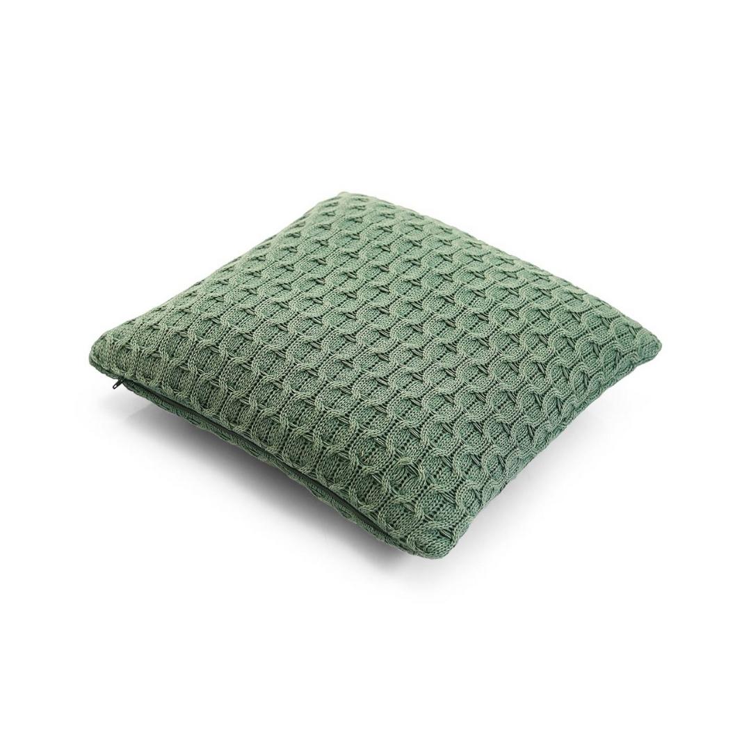 Kelly Knit Bermuda Green Cotton Knitted Decorative Cushion Cover (16 in x 16 in)