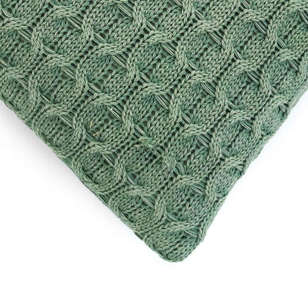 Kelly Knit Bermuda Green Cotton Knitted Decorative Cushion Cover (16 in x 16 in)