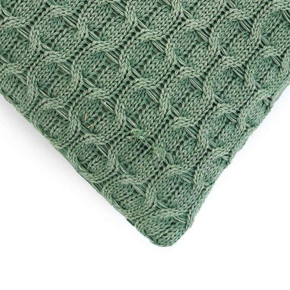 Kelly Knit Bermuda Green Cotton Knitted Decorative Cushion Cover (16 in x 16 in)
