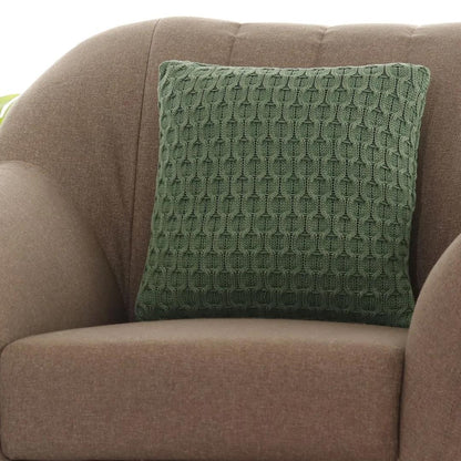 Kelly Knit Bermuda Green Cotton Knitted Decorative Cushion Cover (16 in x 16 in)