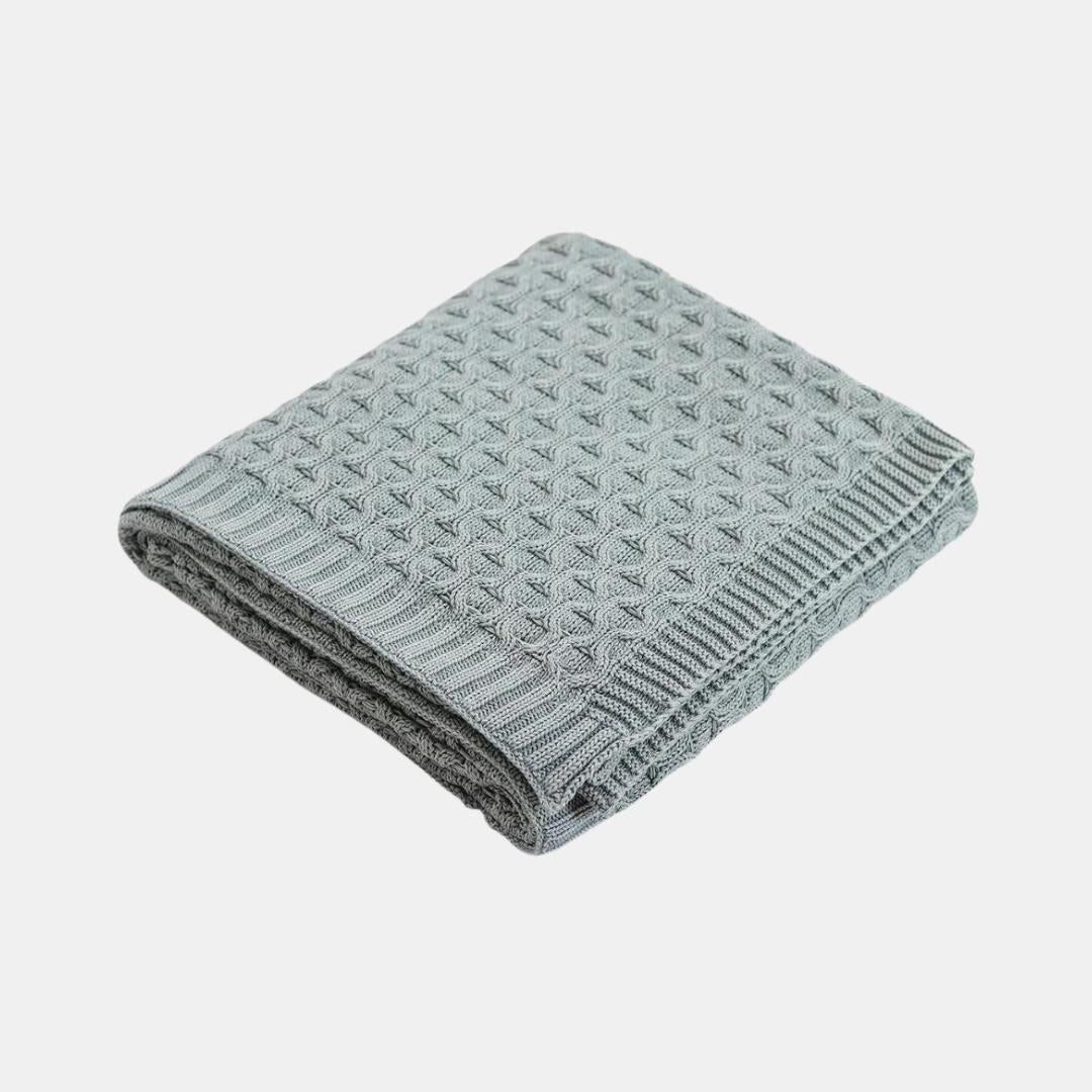 Kelly Knit Medium Grey Cotton Knitted Throw Blanket (50 in x 60 in)
