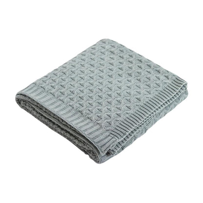 Kelly Knit Medium Grey Cotton Knitted Throw Blanket (50 in x 60 in)