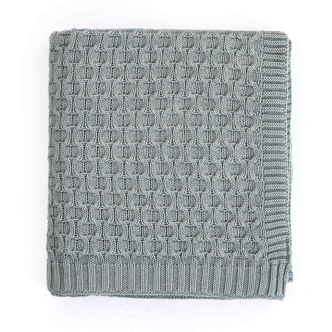 Kelly Knit Medium Grey Cotton Knitted Throw Blanket (50 in x 60 in)