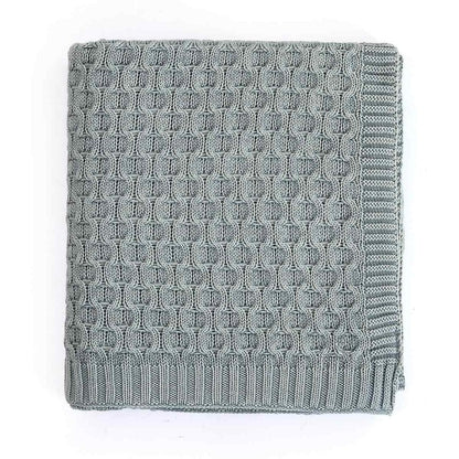 Kelly Knit Medium Grey Cotton Knitted Throw Blanket (50 in x 60 in)