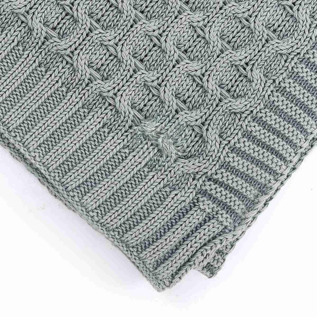 Kelly Knit Medium Grey Cotton Knitted Throw Blanket (50 in x 60 in)