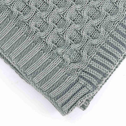 Kelly Knit Medium Grey Cotton Knitted Throw Blanket (50 in x 60 in)