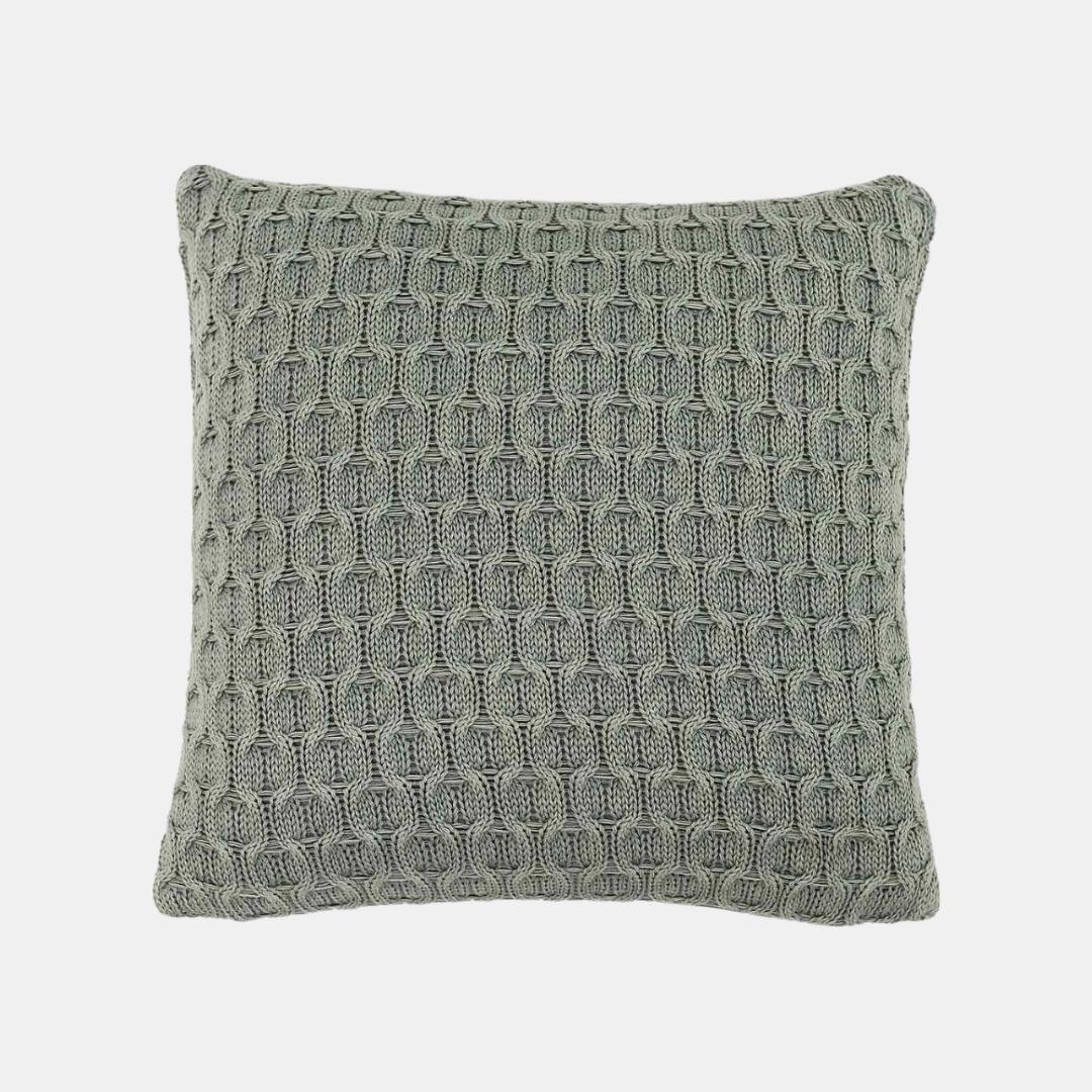 Kelly Knit Medium Grey Cotton Knitted Decorative Cushion Cover (16 in x 16 in)