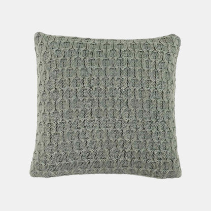 Kelly Knit Medium Grey Cotton Knitted Decorative Cushion Cover (16 in x 16 in)