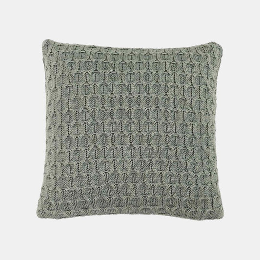 Kelly Knit Medium Grey Cotton Knitted Decorative Cushion Cover (16 in x 16 in)