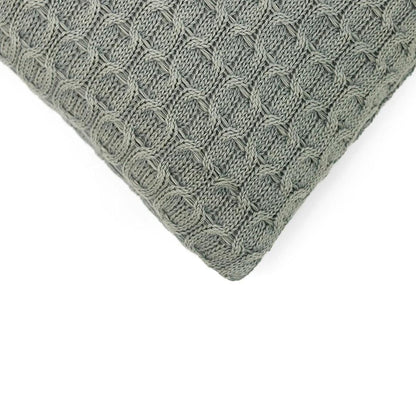 Kelly Knit Medium Grey Cotton Knitted Decorative Cushion Cover (16 in x 16 in)