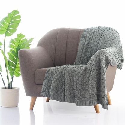 Kelly Knit Medium Grey Cotton Knitted Throw Blanket (50 in x 60 in)