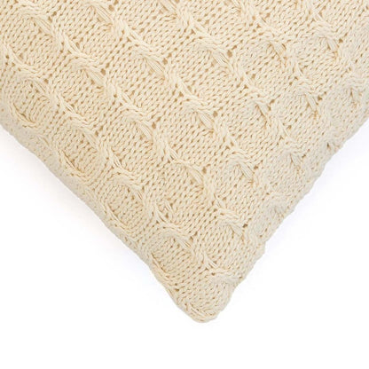 Kelly Knit Natural Cotton Knitted Decorative Cushion Cover (16 in x 16 in)