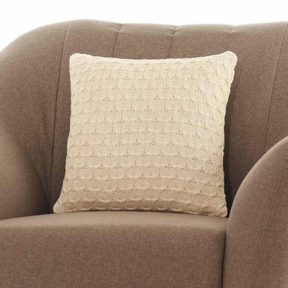 Kelly Knit Natural Cotton Knitted Decorative Cushion Cover (16 in x 16 in)