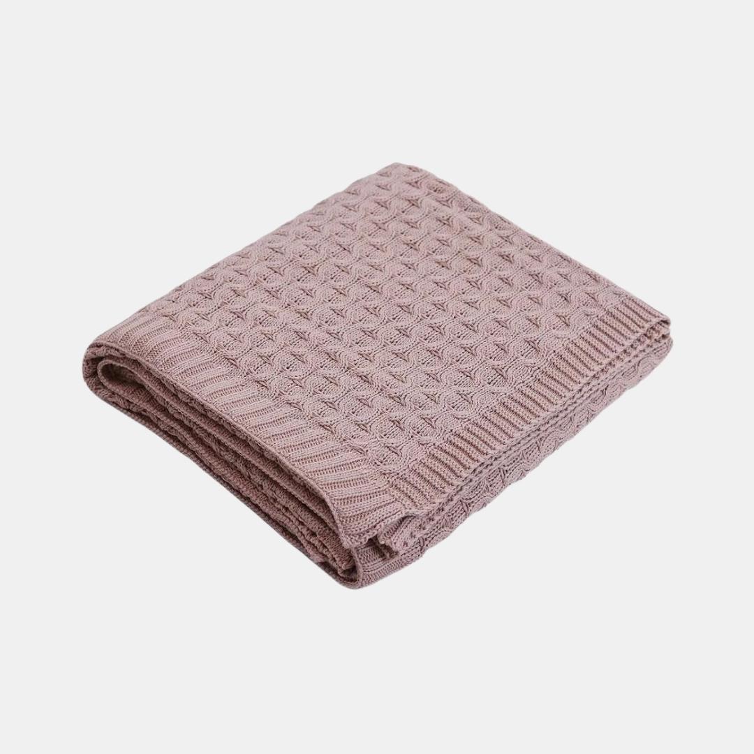 Kelly Knit Pale Pink Cotton Knitted Throw Blanket (50 in x 60 in)