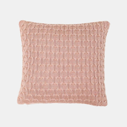 Kelly Knit Pale Pink Cotton Knitted Decorative Cushion Cover (16 in x 16 in)