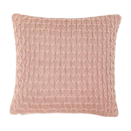 Kelly Knit Pale Pink Cotton Knitted Decorative Cushion Cover (16 in x 16 in)
