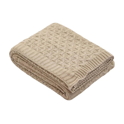 Kelly Knit Stone Cotton Knitted Throw Blanket (50 in x 60 in)