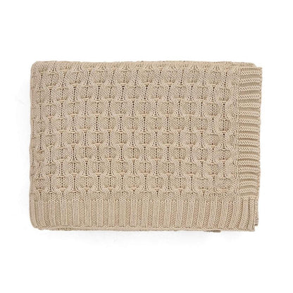 Kelly Knit Stone Cotton Knitted Throw Blanket (50 in x 60 in)
