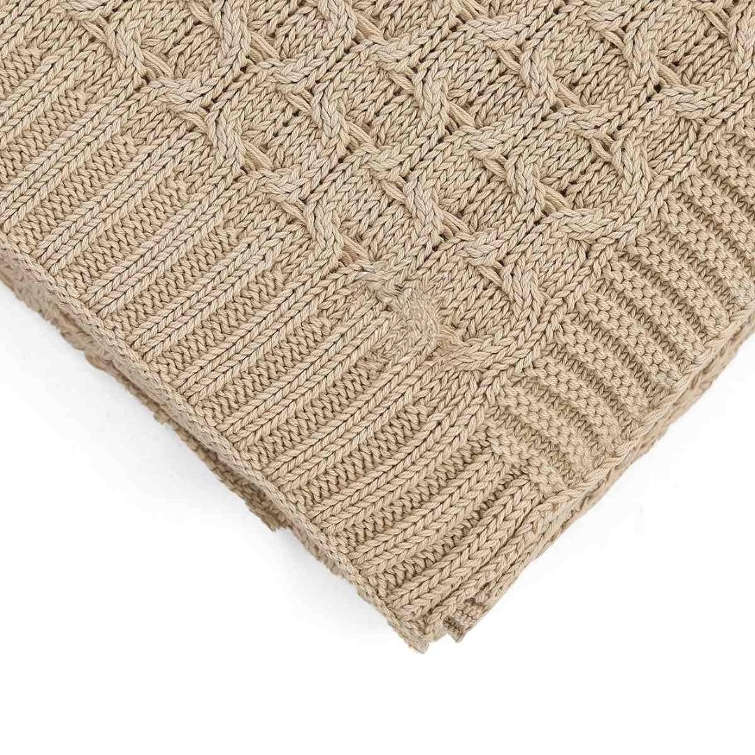 Kelly Knit Stone Cotton Knitted Throw Blanket (50 in x 60 in)