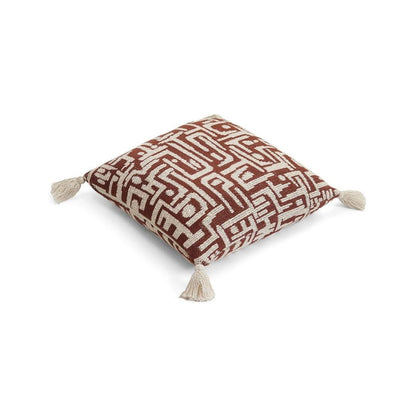 Maze Dark Coffee & Natural Cotton Knitted Decorative Cushion Cover (18 in x 18 in)
