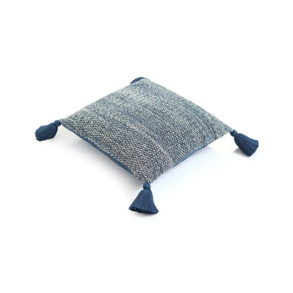 Moss Knit Navy & Natural Cotton Knitted Decorative Cushion Cover (16 in x 16 in)