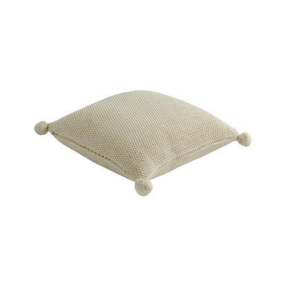 Moss Stitch Natural Cotton Knitted Decorative Cushion Cover (18 in x 18 in)