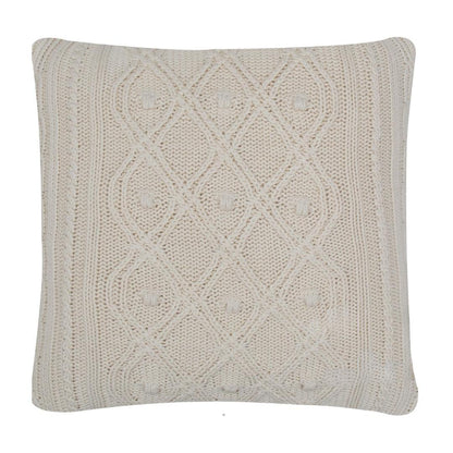 Knit Eye Cashew Cotton Knitted Decorative Cushion Cover (20 in x 20 in)