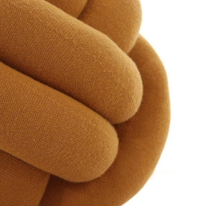 Nodo Mustard Cotton Knitted Decorative Cushion Cover (12 in x 12 in)