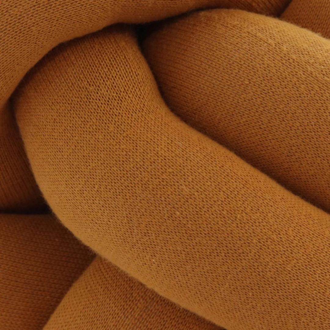 Nodo Mustard Cotton Knitted Decorative Cushion Cover (12 in x 12 in)