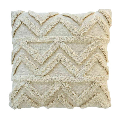 Ollie Natural Cotton Knitted Decorative Cushion Cover (18 in x 18 in)