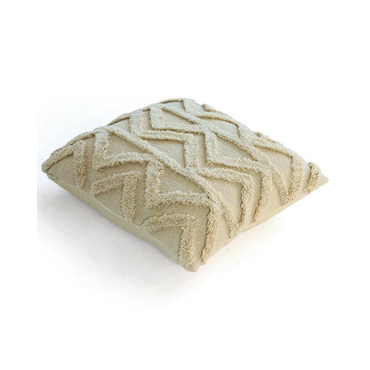 Ollie Natural Cotton Knitted Decorative Cushion Cover (18 in x 18 in)