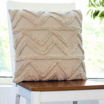 Ollie Natural Cotton Knitted Decorative Cushion Cover (18 in x 18 in)