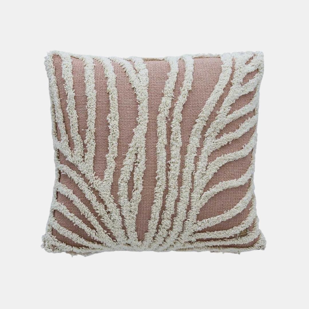Sea Grass Blush Pink & Natural Cotton Knitted Decorative Cushion Cover (18 in x 18 in)