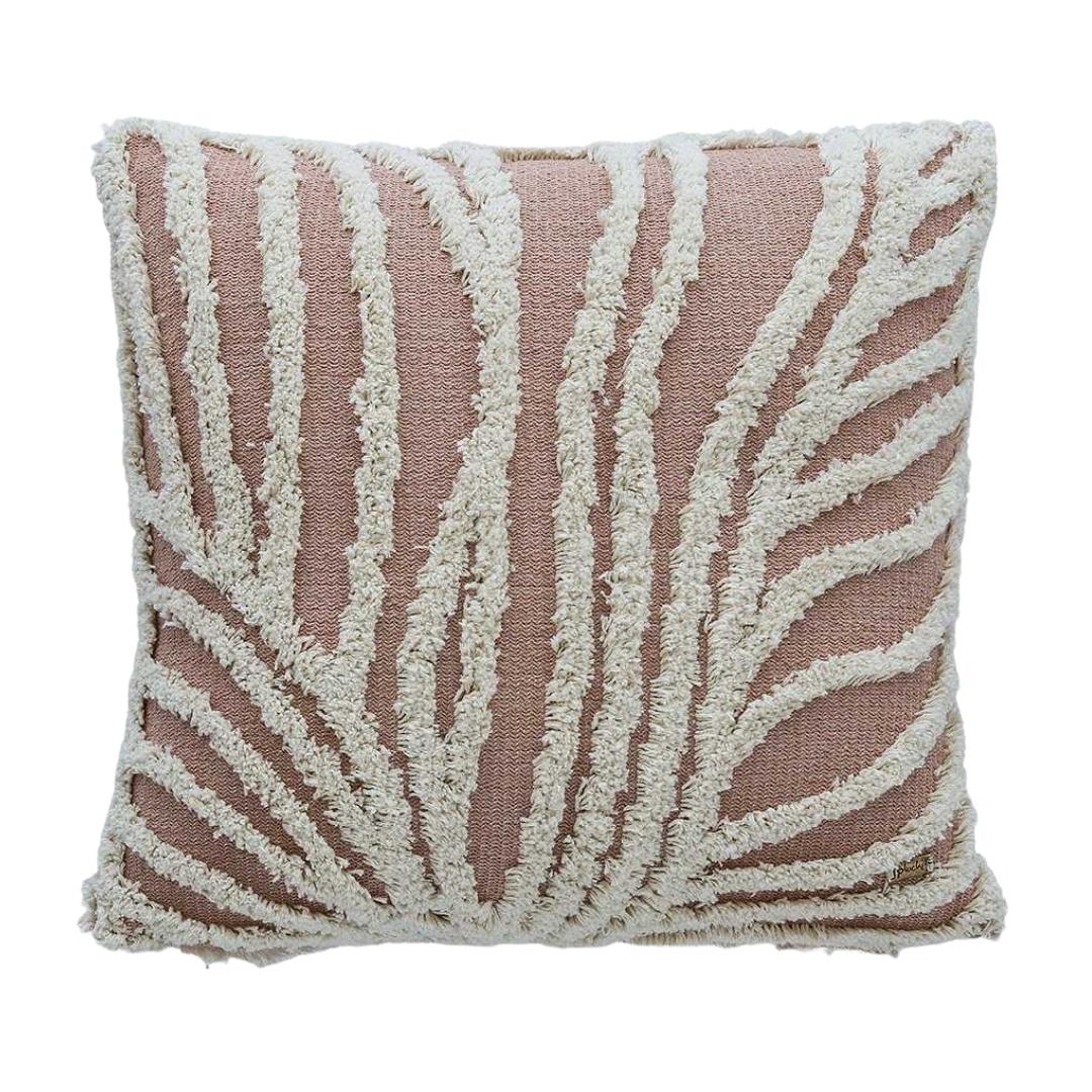 Sea Grass Blush Pink & Natural Cotton Knitted Decorative Cushion Cover (18 in x 18 in)