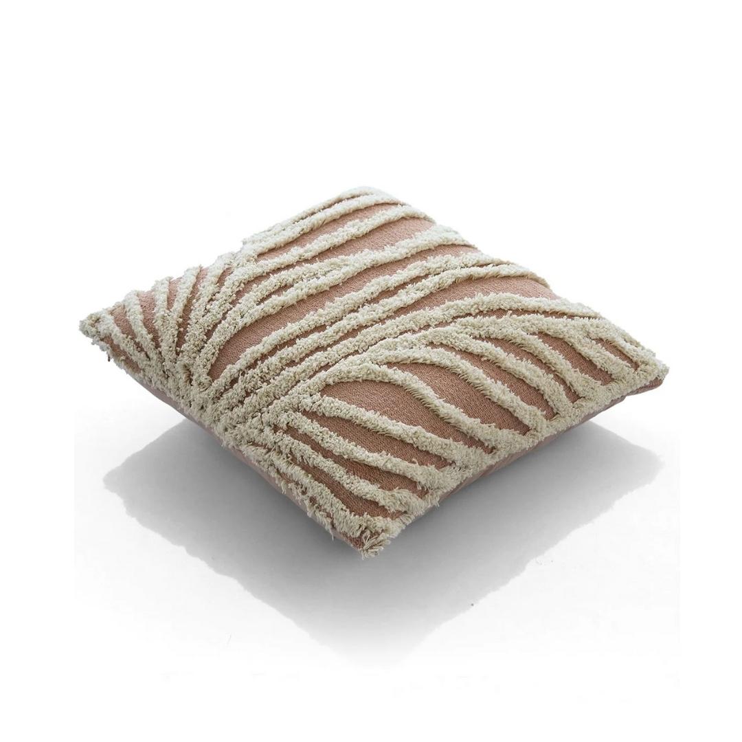 Sea Grass Blush Pink & Natural Cotton Knitted Decorative Cushion Cover (18 in x 18 in)