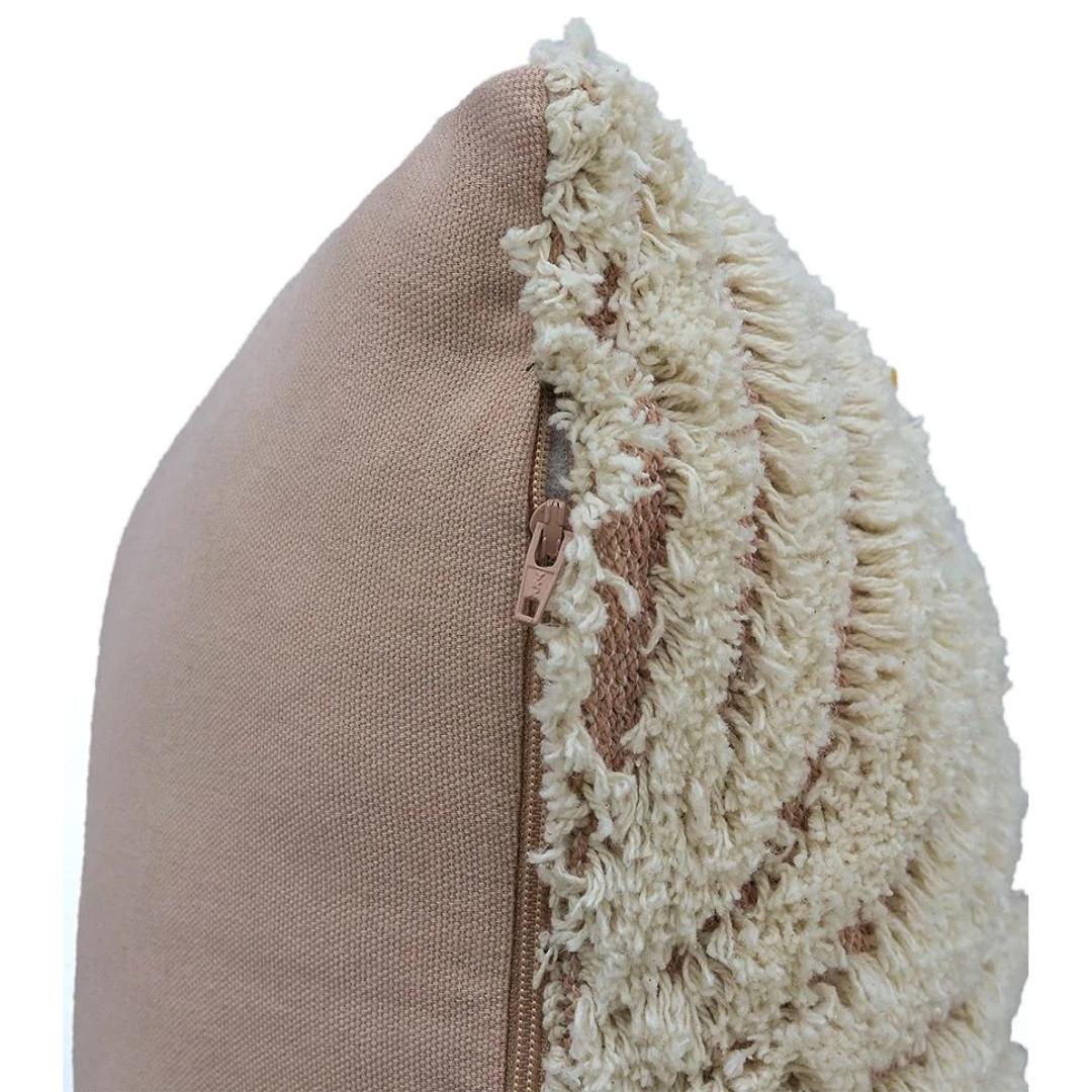 Sea Grass Blush Pink & Natural Cotton Knitted Decorative Cushion Cover (18 in x 18 in)