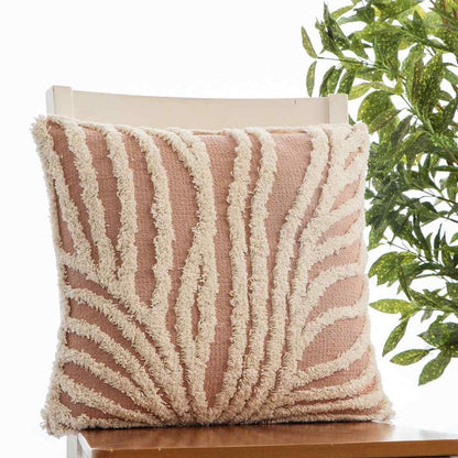 Sea Grass Blush Pink & Natural Cotton Knitted Decorative Cushion Cover (18 in x 18 in)