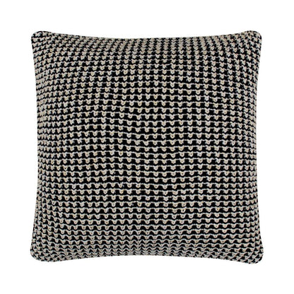 Spiral Black & White Cotton Knitted Decorative Cushion Cover (20 in x 20 in)